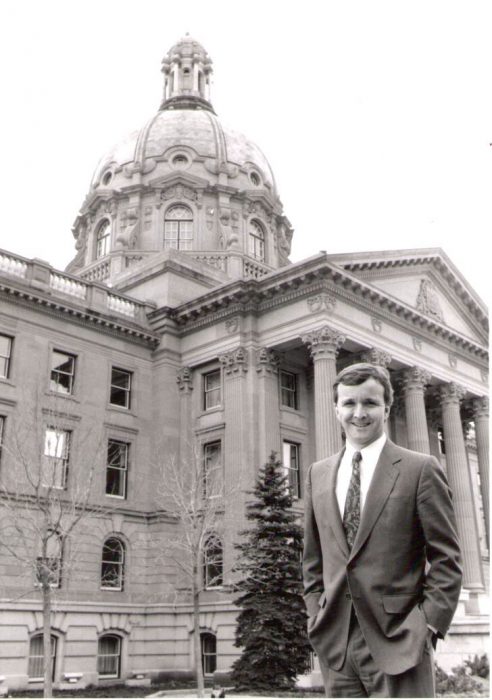 Senator Mitchell was a member of the Legislative Assembly of Alberta from 1986 to 1998. He is pictured here in 1989.