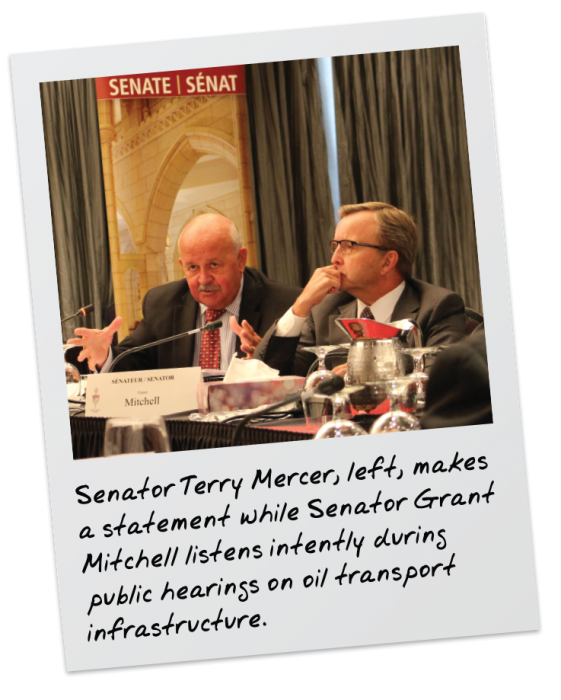 Senator Mercer and Senator Mitchell listen to public hearings