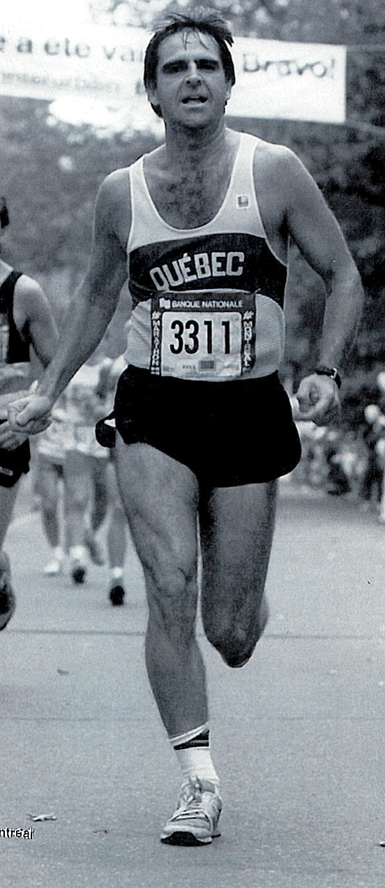 <a href='https://sencanada.ca/en/senators/mcintyre-paul-e-qc/'>Senator Paul McIntyre</a> runs in the Montreal Marathon on September 4, 1988 — one of his first marathons.