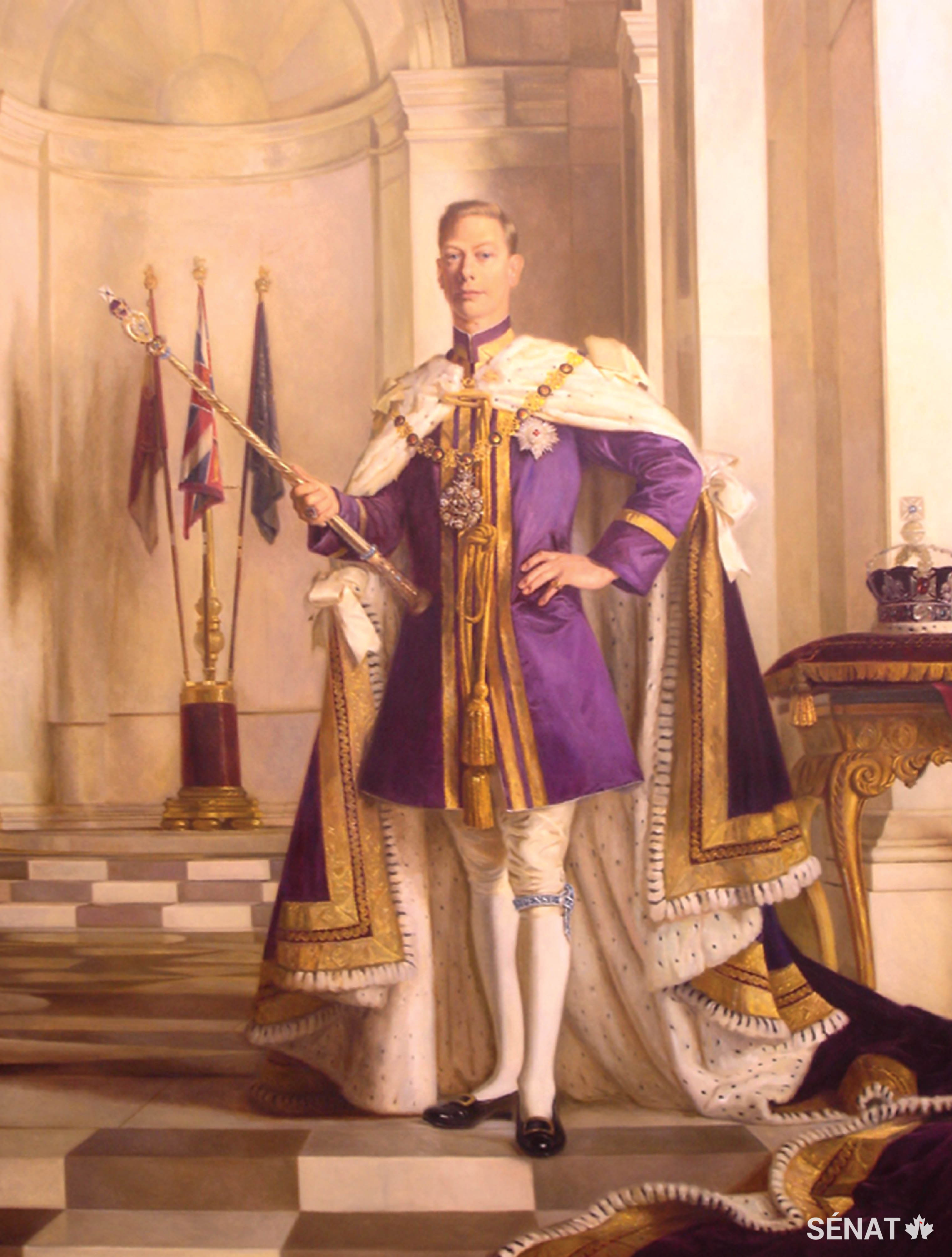 Le portrait du roi George VI peint par Robert Swain montre un roi calme et solennel qui a présidé la création des nations du Commonwealth ainsi que l’entrée de Terre-Neuve dans la Confédération en 1949.