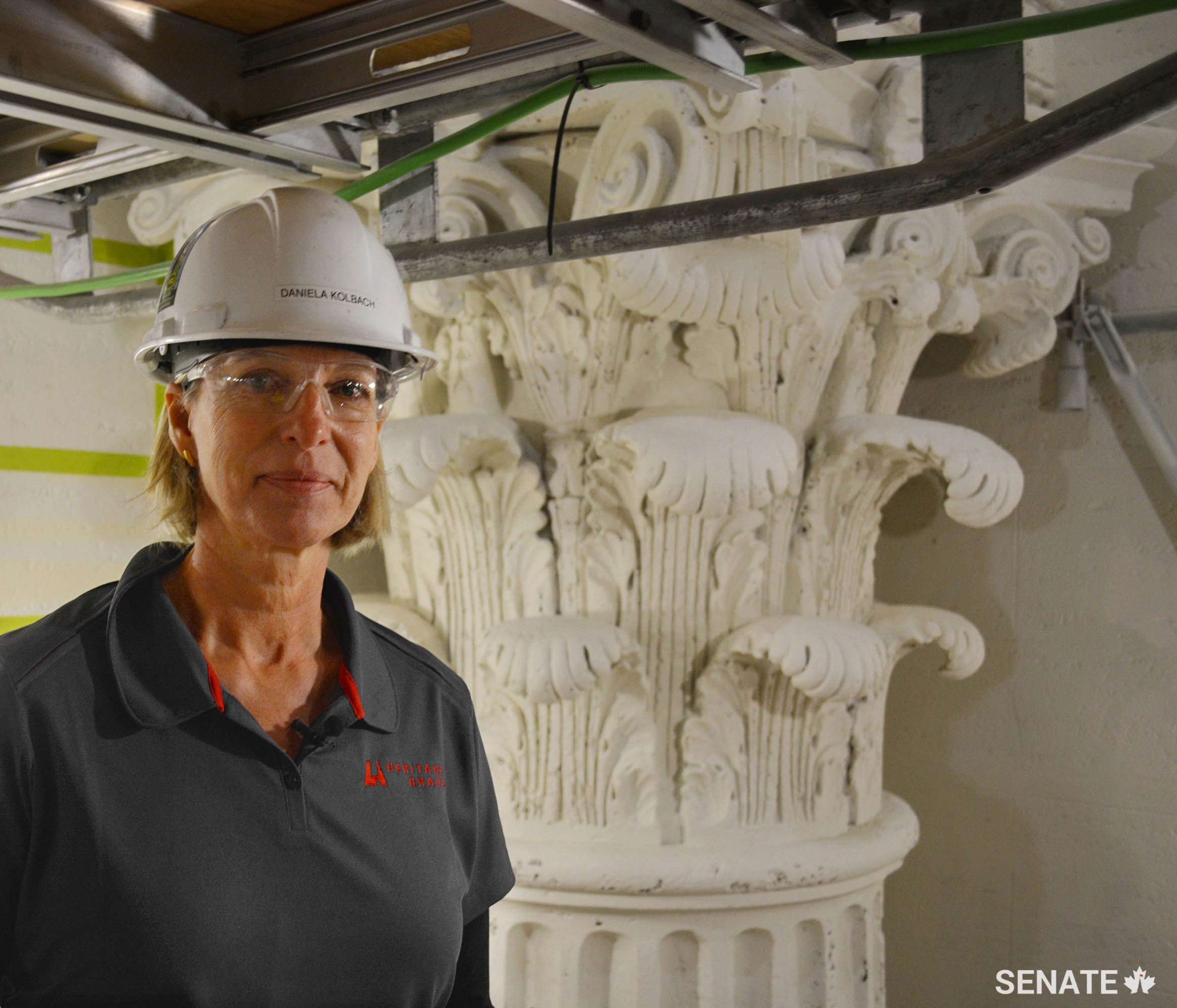 Daniela Kolbach, an artifact conservator working on the rehabilitation of the Government Conference Centre, is one of the specialists helping to restore many of the century-old property’s original architectural features.