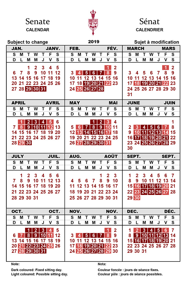 2019 Annual Calendar