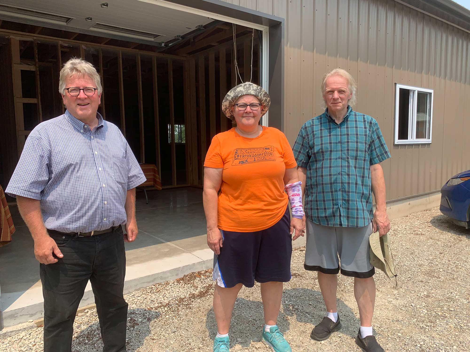 Monday, July 19, 2021 – Senator Robert Black meets Elisabeth Burrow and Mitja Kosir at Jewels Under the Kilt in Wellington County, where he learned about tree nut farming and processing.
