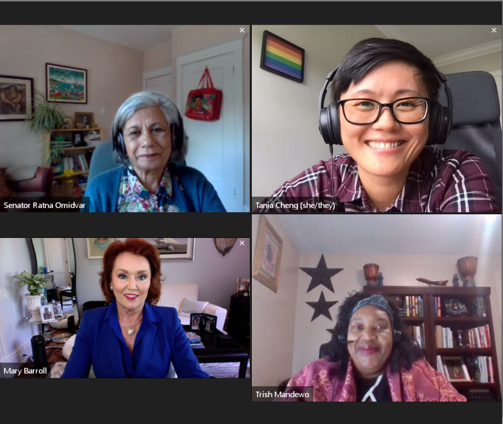 Wednesday, September 29, 2021 – Senator Ratna Omidvar speaks at Charity Village’s webinar on building diverse and equitable nonprofit boards, along with Tania Cheng, Imagine Canada board member; Mary Barroll, president of TalentEgg; and Trish Mandewo, founder and CEO of Synergy on