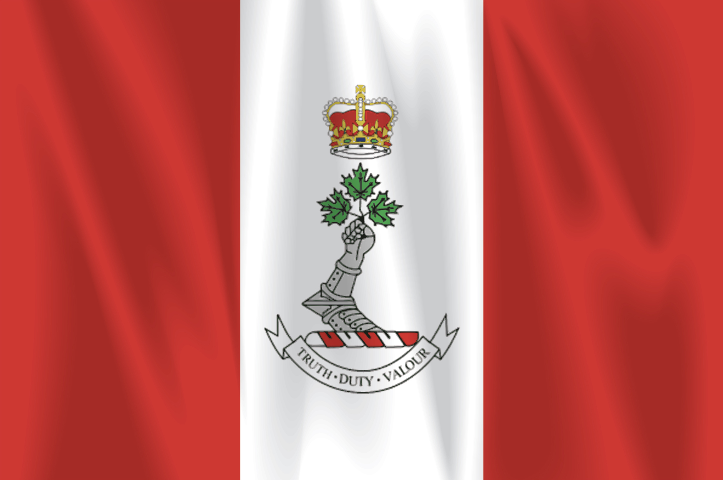 The flag of the Royal Military College in Kingston, Ontario, inspired historian George Stanley’s maple leaf flag design. (Photo credit: Royal Military College of Canada, Department of National Defence)
