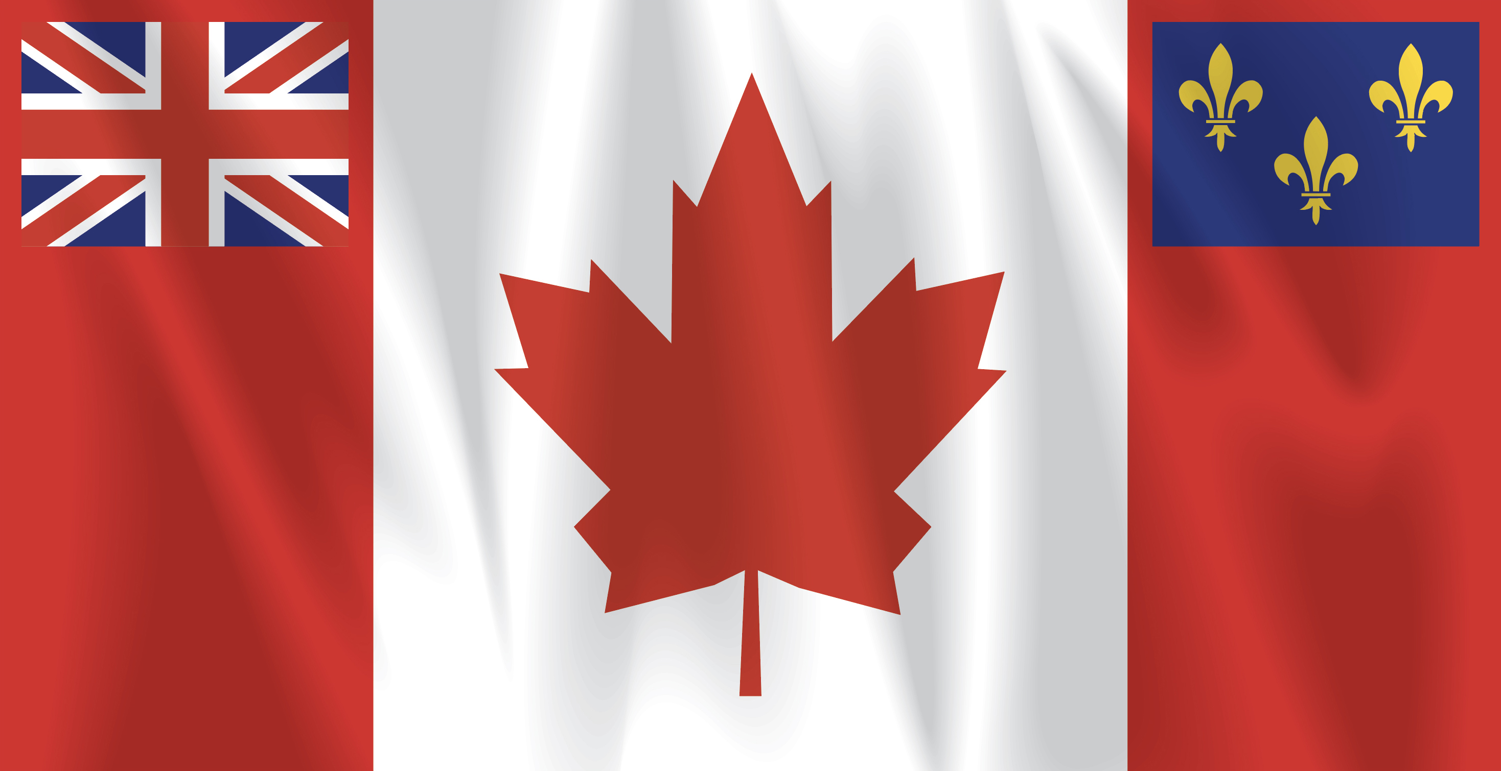 The third design Parliament’s flag committee shortlisted combined the maple leaf with a Union Jack, representing Canada’s British roots, and fleurs-de-lis for its French roots. (Photo credit: Canadian Heraldic Authority)