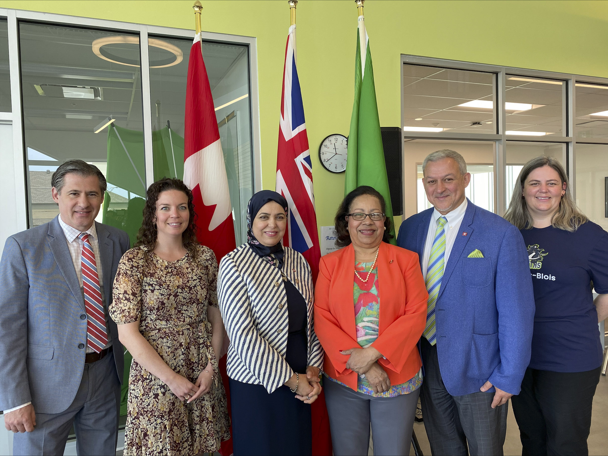 Friday, May 19, 2023 – Senator Marie-Françoise Mégie, third from right, visits l’École secondaire Pierre-de-Blois in Ottawa, Ontario. During this visit organized by SENgage, the senator described the role of the Senate, talked about her journey to the Senate and addressed this year’s Black History Month theme, “Ours to tell.”