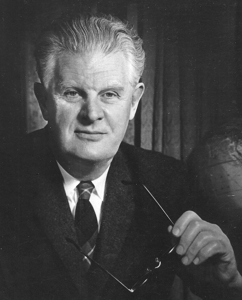 Historian George Stanley proposed the concept that became today’s Canadian flag — a red maple leaf flanked by red bars. (Photo credit: University of Alberta Archives)